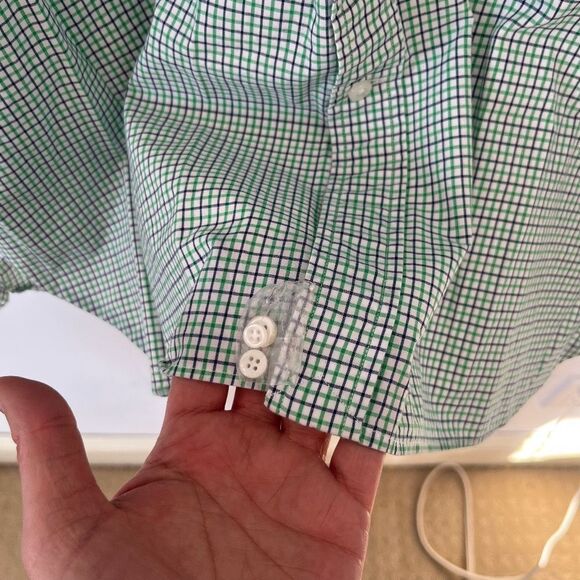 Ralph Lauren Blue Label Green Blue Small Checkered Cotton Logo Dress Shirt 15.5 - Picture 4 of 7